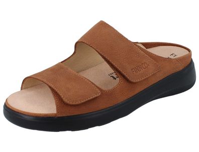 FINN Comfort Flores-Soft Damen Pantoletten Hausschuhe cognac braun Nubukleder