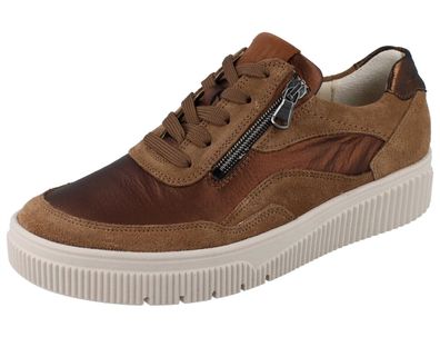 Waldläufer K-Sanda Damen Halbschuhe Schnürschuhe Sneaker braun Lederkombination