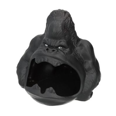 AKRA Aschenbecher im Gorilla Design, Schwarz mit goldenen Details aus Keramik