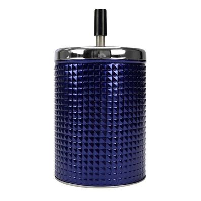 Hauser Schleuderaschenbecher / Drehascher Waffeldekor, chrom/blau 20cm