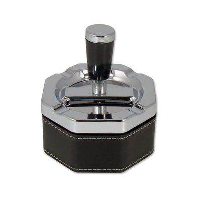 Angelo Schleuderaschenbecher / Drehascher, Kunstleder, schwarz 9,5 cm