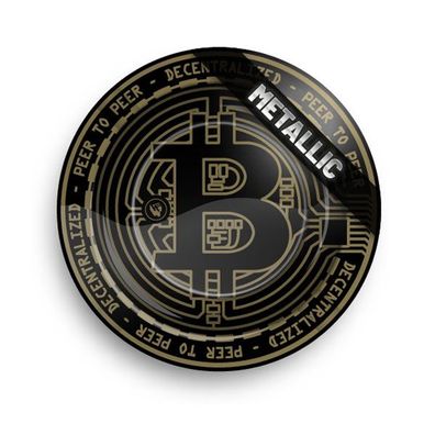 FIRE-FLOW Aschenbecher / Ashtray Small - Bit-Coin Metall Ø 14 cm