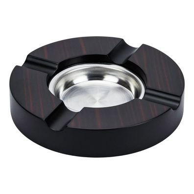 Hauser Zigarrenaschenbecher Ebony Finish mit 4 Ablagen, rund braun
