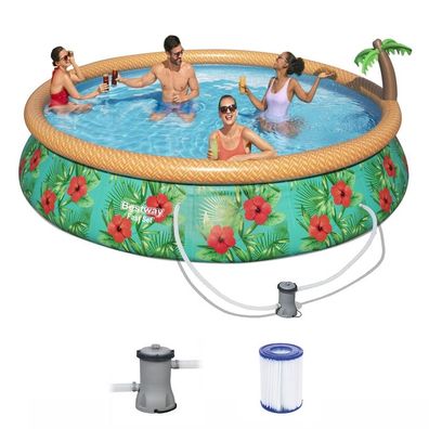 Bestway 57416 Fast Set Pool Paradise Palms Swimmingpool Rund Filterpumpe 457x84