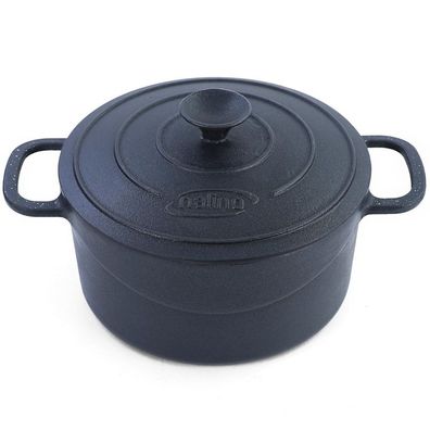 24cm Kochtopf mit Deckel Bräter Gusseisen Antihaftbeschichtet Massiv 5 kg