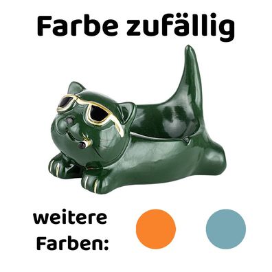 AKRA Aschenbecher im Katzen Design aus Keramik, Farbe nicht wählbar