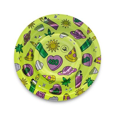 FIRE-FLOW Aschenbecher, Coffeeshop Ashtray - 420 Pattern, Metall, Ø 136mm