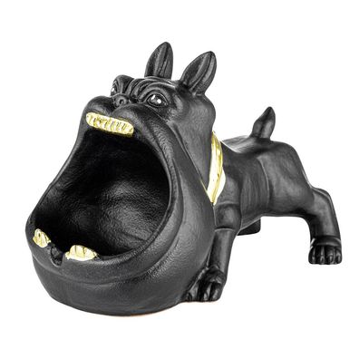 AKRA Aschenbecher im Hunde Design, Schwarz / Gold aus Keramik