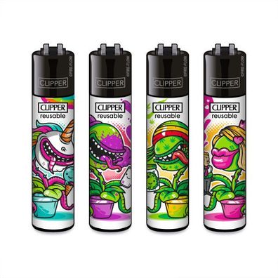 Clipper Reibradfeuerzeuge Venus Trap, 4 Stück
