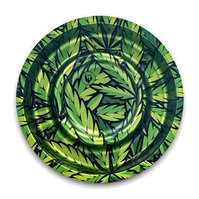 FIRE-FLOW Aschenbecher, Coffeeshop Ashtray - Leaves Green, Metall, Ø 160mm