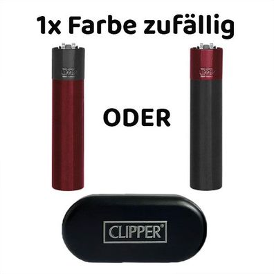 Clipper Lava Rot oder Schwarz Reibradfeuerzeug in der Metallbox, Farbe zufällig