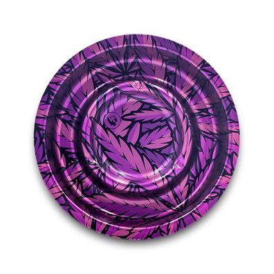 FIRE-FLOW Aschenbecher, Coffeeshop Ashtray - Leaves #33 Pink, Metall, Ø 136mm