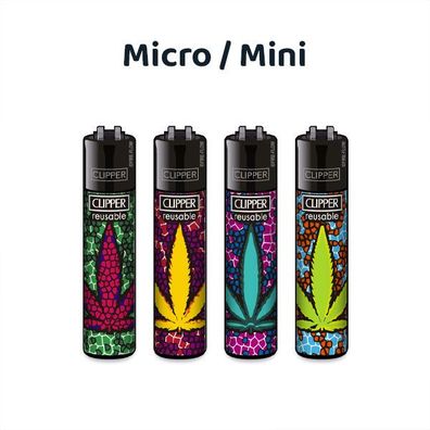 Micro / Mini Clipper Reibradfeuerzeuge Broken Leaves #2, 4 Stück