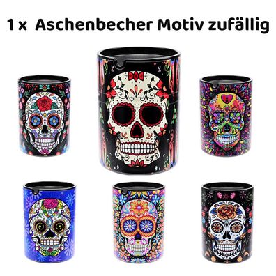 Atomic Auto-Aschenbecher La Catrina drehbarer Deckel LED-Licht, Farbe zufällig