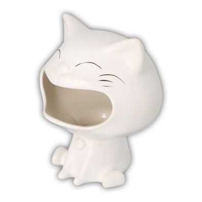 AKRA Aschenbecher im Katzen Design, Weiß mit schwarzen Details aus Keramik