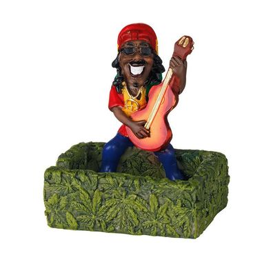 AKRA Aschenbecher im Rasta Design, stehend mit Gitarre, Durchmesser 9cm