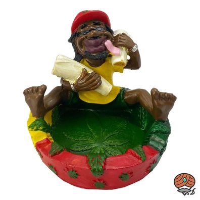 AKRA Aschenbecher im Rasta Design, breitbeinig sitzend, Durchmesser 10,5cm