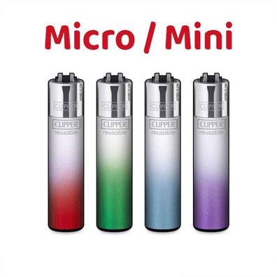 Micro / Mini Clipper Reibradfeuerzeuge 4x White Crystal Gradient