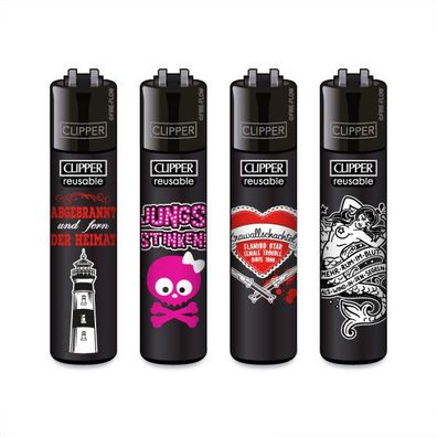 Clipper Reibradfeuerzeuge Flaming Star #1, 4 Stück