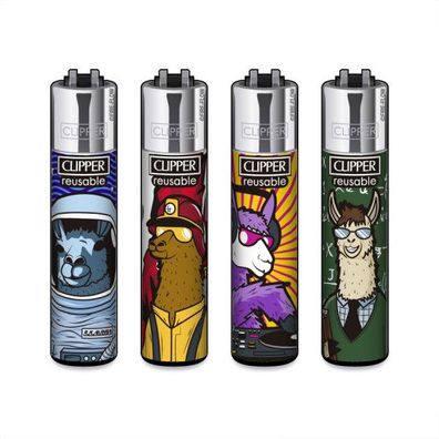Clipper Reibradfeuerzeuge Llama Work, 4 Stück