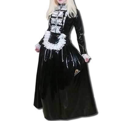 Sexy Maid Kostume fur Cosplay Langes Kleid Abschliebbar Stand NeckMaid Uniform