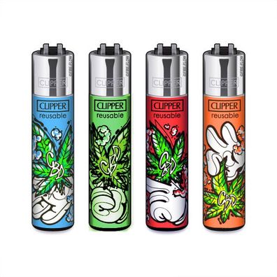 Clipper Reibradfeuerzeuge Cartoon CBD, 4 Stück