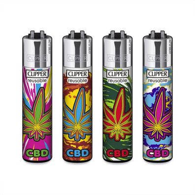 Clipper Reibradfeuerzeuge Explosion CBD, 4 Stück