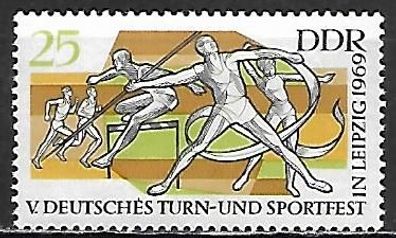 DDR postfrisch Michel-Nummer 1487 mit Falz