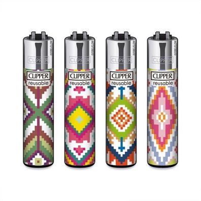 Clipper Reibradfeuerzeuge Patchwork, 4 Stück