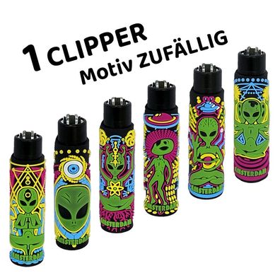 Clipper Reibradfeuerzeug Covers TRIPPY ALIEN - handvernäht! 1x