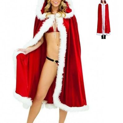 Weihnachtsmann Frau Weihnachtskostum Umhang Nikolaus Santa Cosplay Damen Kleider