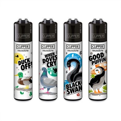 Clipper Reibrad Feuerzeuge Birds, 4 Stück