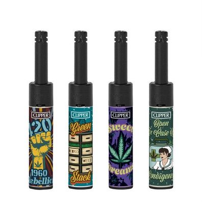 Clipper Mini Stabfeuerzeuge Retro, 4 Stück