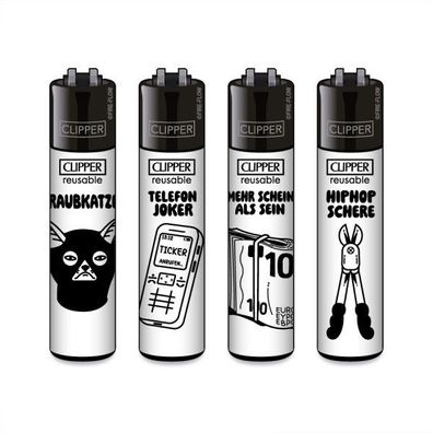 Clipper Reibrad Feuerzeuge Junkie Tattoo, 4 Stück