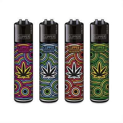Clipper Reibrad Feuerzeuge Circle Leaf, 4 Stück