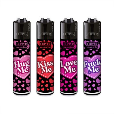 Clipper Reibrad Feuerzeuge Kiss Me #2, 4 Stück