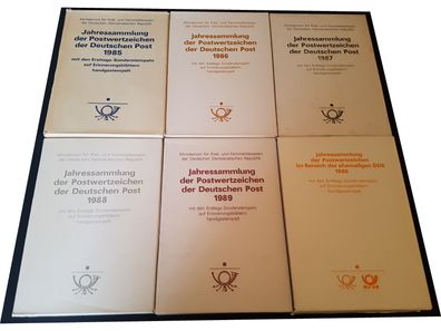 DDR Ersttagsblatt-Jahressammlungen der Deutschen Post, 1985-1990, komplett (A)