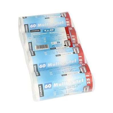 4 x 240 Müllbeutel, HDPE 25 l 52 cm x 50 cm transparent