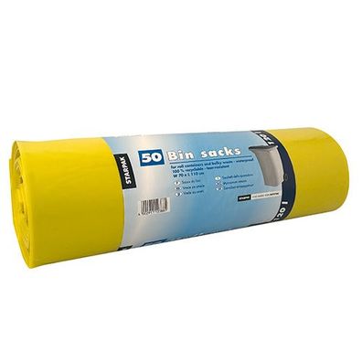 4 x 50 Müllsäcke, LDPE 120 l 110 cm x 70 cm gelb