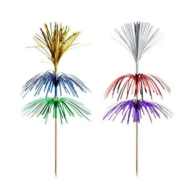10 x 100 Deko-Picker 18 cm farbig sortiert "Feuerwerk" 3-lagig