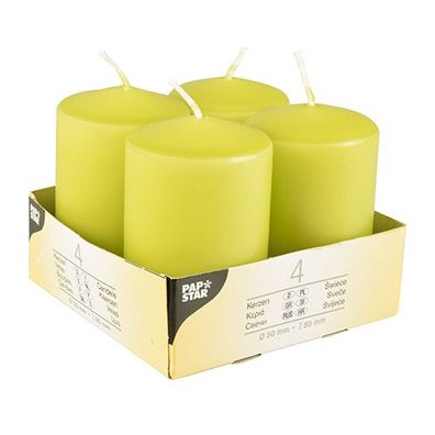 6 x 4 Stumpenkerzen Ø 50 mm · 80 mm kiwi