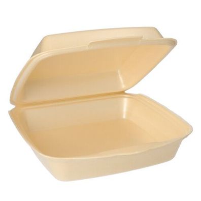 4 x 50 Menüboxen mit Klappdeckel, XPS ungeteilt 7,5 cm x 22,5 cm x 22 cm beige lamini