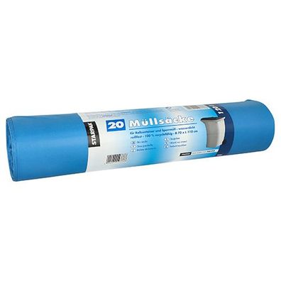 10 x 20 Müllsäcke, LDPE 120 l 110 cm x 70 cm blau