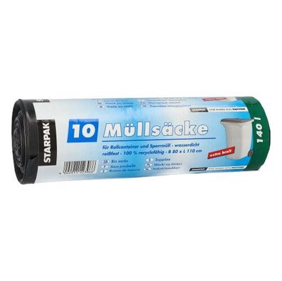 9 x 10 Müllsäcke, LDPE 140 l 110 cm x 80 cm schwarz