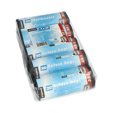 5 x 100 Müllbeutel, HDPE 35 l 69 cm x 55 cm schwarz