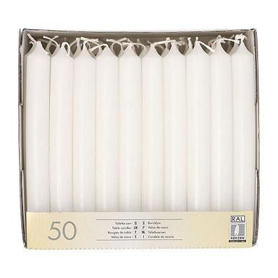 4 x 50 Tafelkerzen Ø 2,1 cm · 19,6 cm weiss