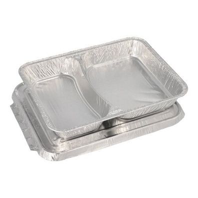 6 x 50 Menüschalen + Deckel, Alu 2-geteilt 0,83 l 3 cm x 17,7 cm x 22,5 cm