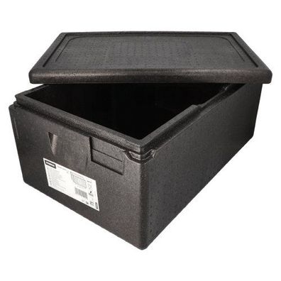 4 x Isolier-Transportbehälter, EPP 60 cm x 40 cm x 28 cm schwarz "Gastro-Norm 1/1"