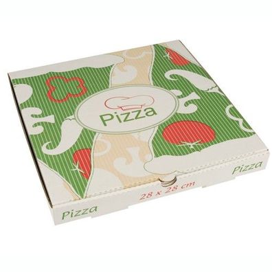 1 x 100 Pizzakartons, Cellulose "pure" eckig 28 cm x 28 cm x 3 cm