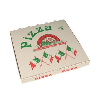 1 x 50 Pizzakartons, Cellulose eckig 33 cm x 33 cm x 4 cm "Italienische Flagge"